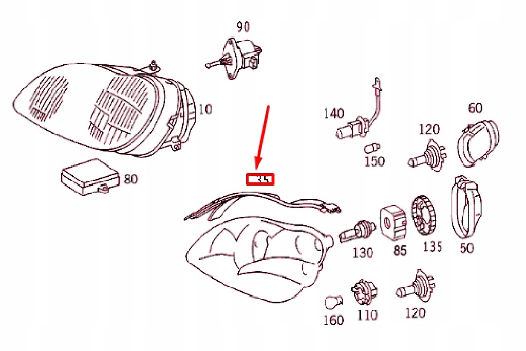 фото №8, Mercedes-benz s w220 правый фара наружный верхний прокладка новый orygi