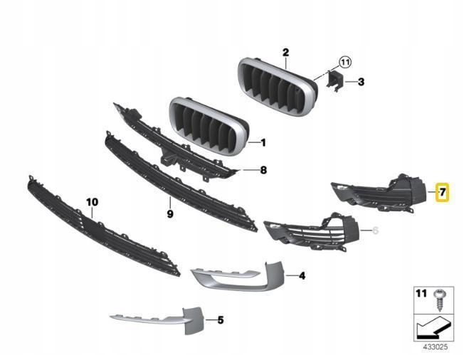 Бампер перед чёрный с закрытая решётка левое bmw x5 f15 51117307993 Недорого