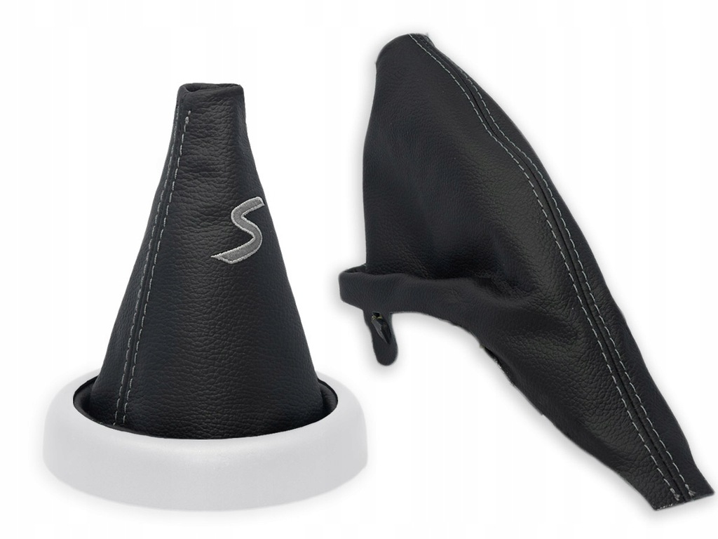 фото №3, Mini cooper s r50 комплект чехлы рычага czarna кожа вышивка szary