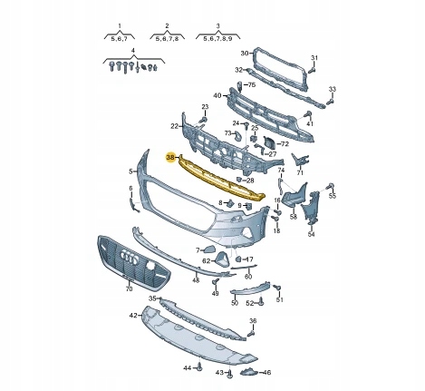 Купить Audi e-tron sportback gea бампер передний средний нижний решётка радиатора 4ke8076479b9
