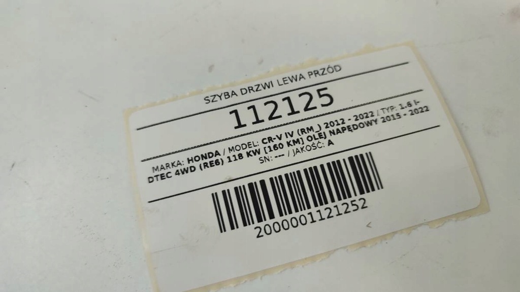 фото №5, Скло двері ліва перед honda cr-v iv as2 2015 2016