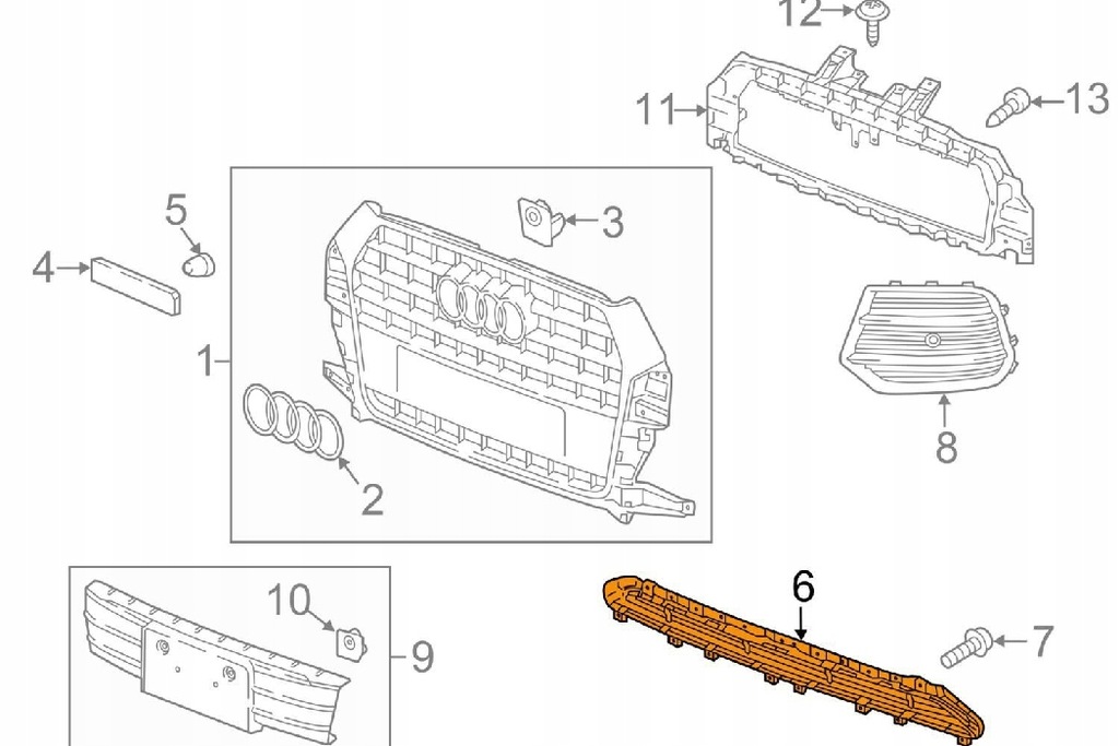 фото №11, Audi q3 8u нижня захист бампера передній 8u0807683c 4u8 оригінальна nowa