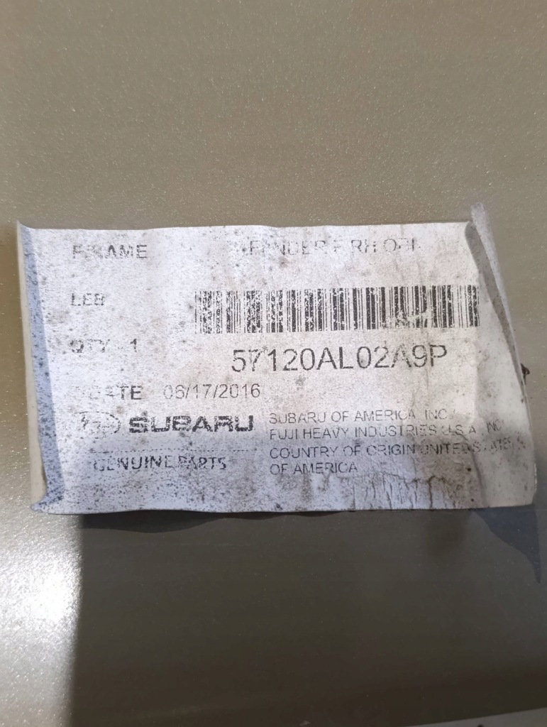 фото №7, Subaru outback bs 2016 перед сторона права крила передній