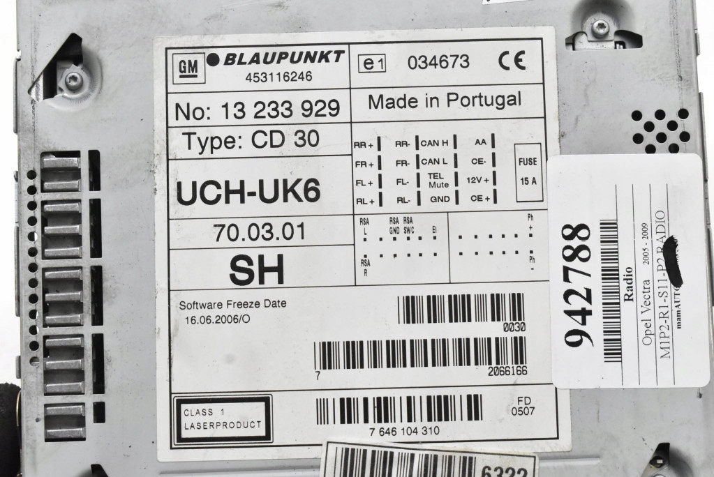 фото №7, Радио радиопроигрыватель cd mp3 rds 13233929 13238825 opel vectra c lift 05-09