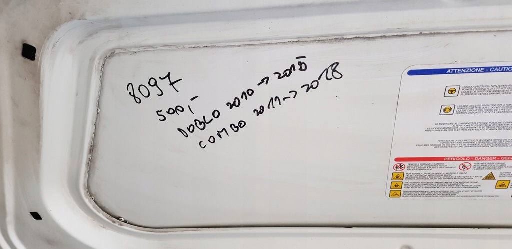 фото №8, Fiat doblo капот. 2010-15.opel combo 11- .249 белый