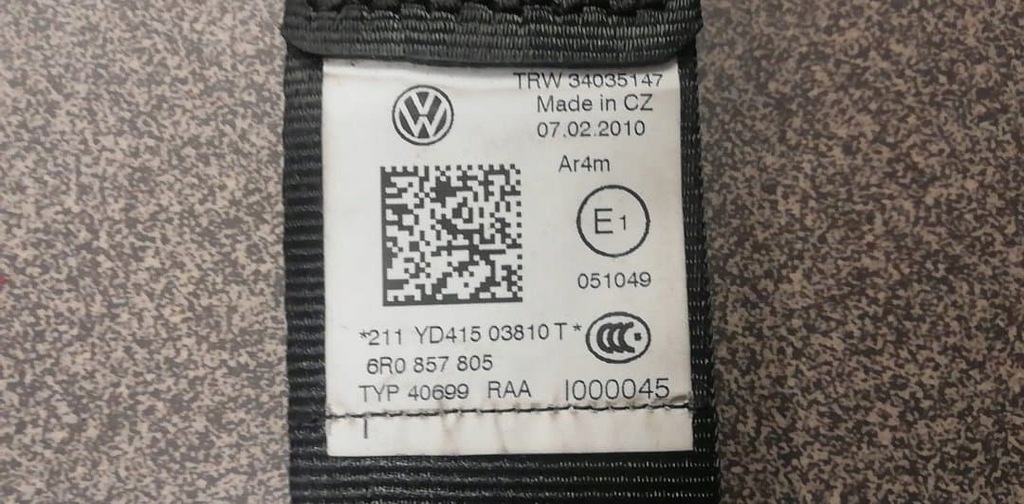 фото №10, Vw polo v 6r pas безопасности левый задняя 6r0857805