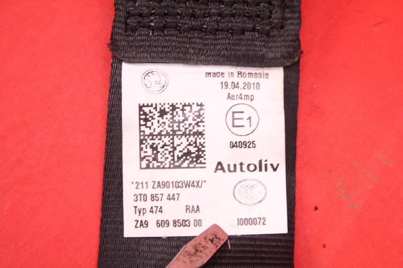 фото №9, Pas безпеки лівий задня 3t0857447 skoda superb 2 ii 08-13