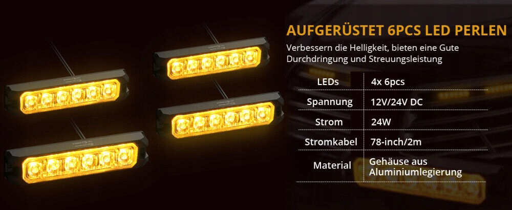 фото №8, 4x лампы предупредительные stroboskopowa лампа led оранжевая pomoc эвакуатор