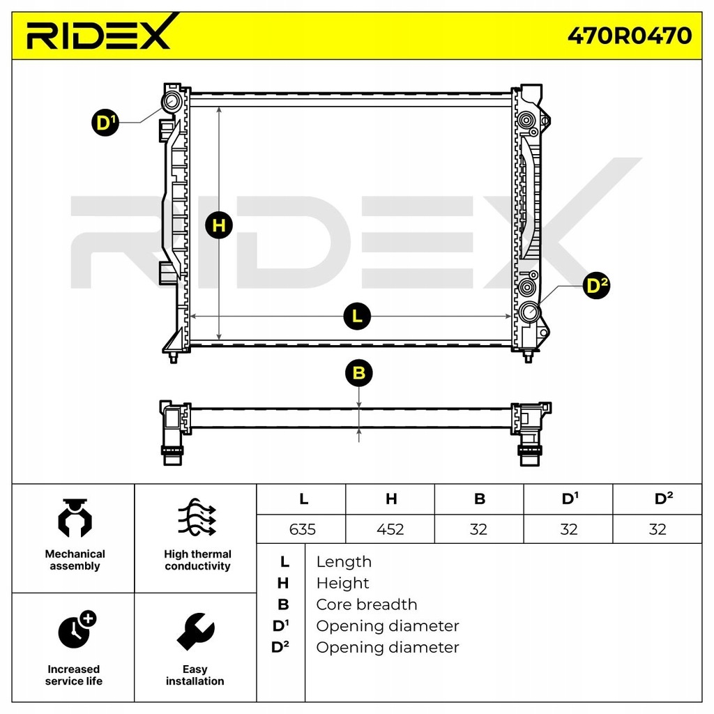 фото №8, Радиатор wody ridex 470r0470 do audi a6 avant 4b5, c5 a6 sedan 4b2, c5