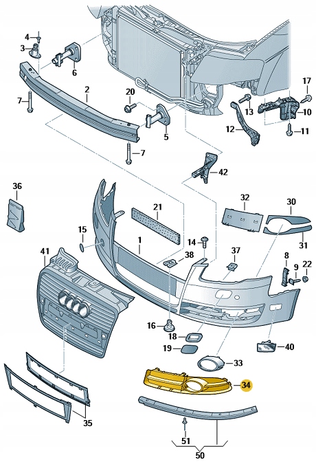 фото №10, Решітка бампера права перед передня czarna audi a4 b7 2005-2009r. 05-09r.