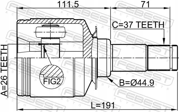 фото №3, Шарнир полуось перед 1611-164flh febest mercedes