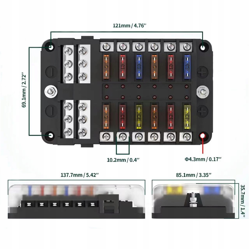 фото №11, Коробка разъём корпус предохранителей fb-12 с led