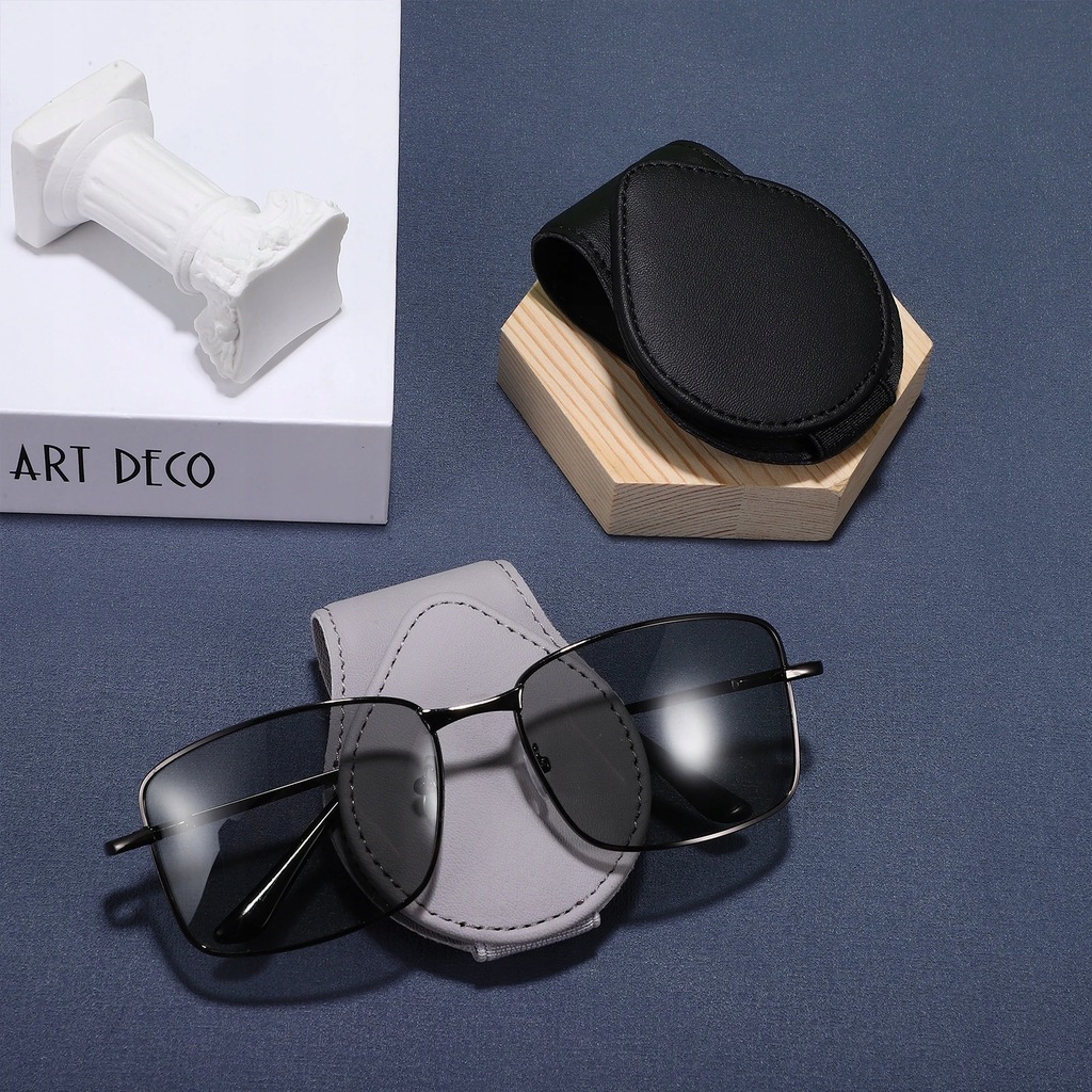фото №7, Car glasses case sunglasses clip black gray 2pcs