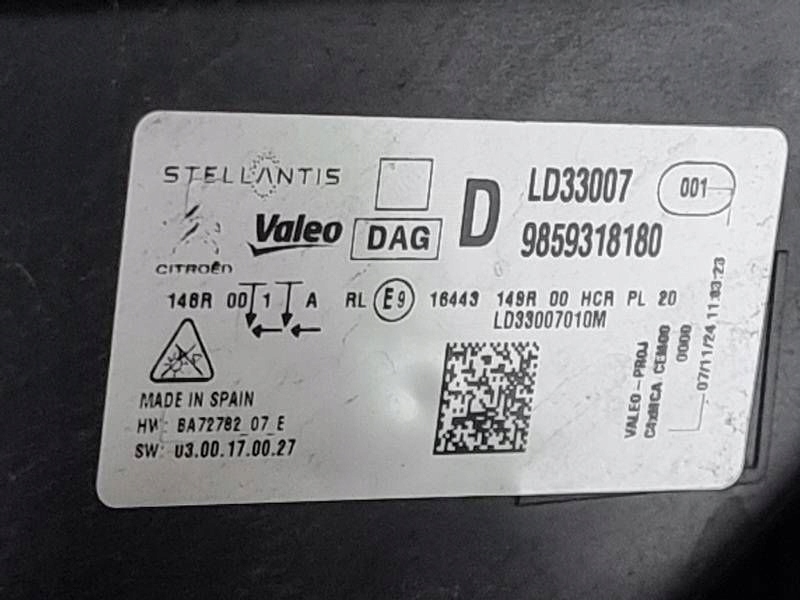 фото №9, Citroen c4 iii lift c4x лампа правая передняя перед 9859318180