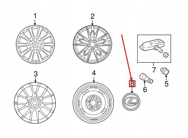 фото №6, Lexus gs l10 czarna заглушка колеса 4260353110 42603-53110 оригинальная
