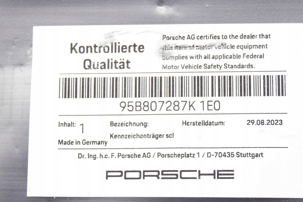 фото №7, Кронштейн номерного знака реєстраційний porsche macan 95b 95b807287k1e0 оригінальний