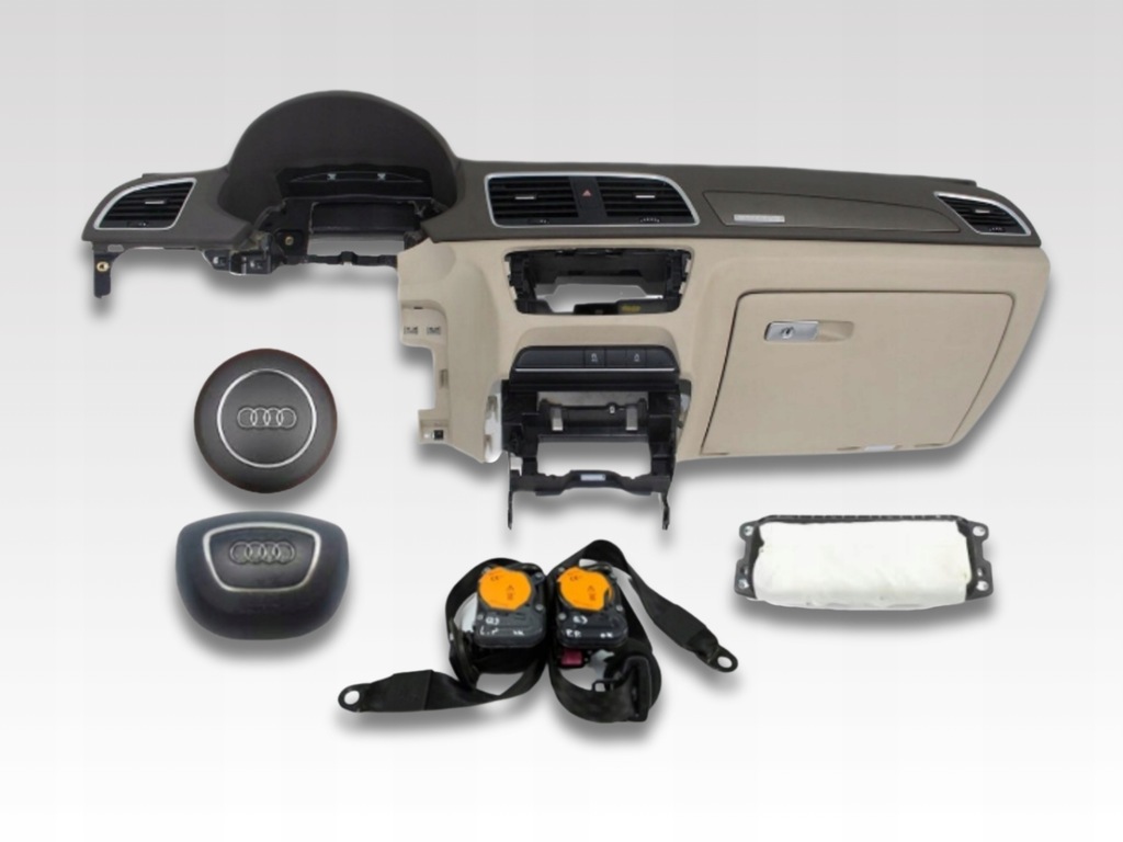 фото №1, Audi q3 8u панель приладів коричневий подушка безпеки ремені комплект