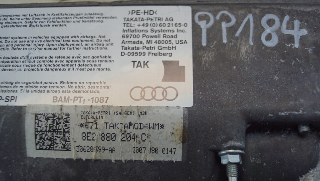 фото №8, Подушка пассажира подушка безопасности audi a4 b7 8e2880204c