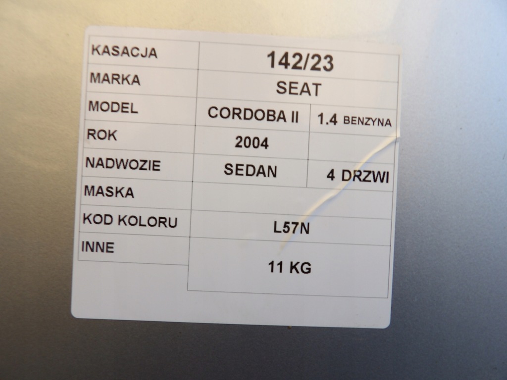 фото №7, Капот seat cordoba ii 1,4b l57n