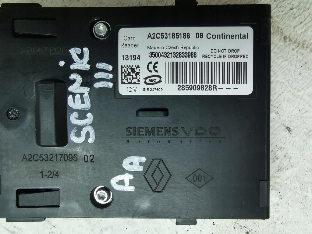 фото №2, Зчитувач карта renault scenic iii 285909828r