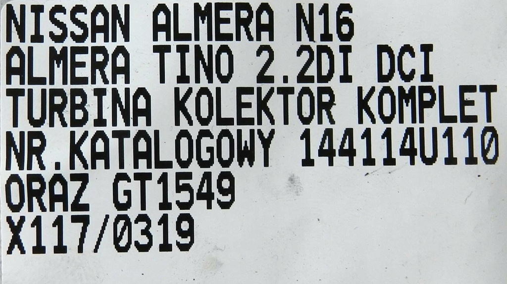 фото №7, Турбонагнетатель gt1549 144114u110 almera tino 2.2di