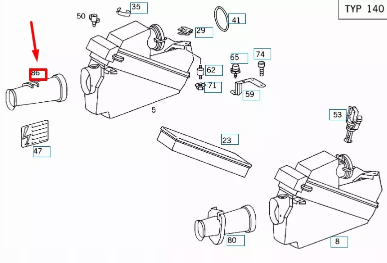 Mercedes-benz s w140 фільтр повітря лівий впуск a1405280704 oem Київ