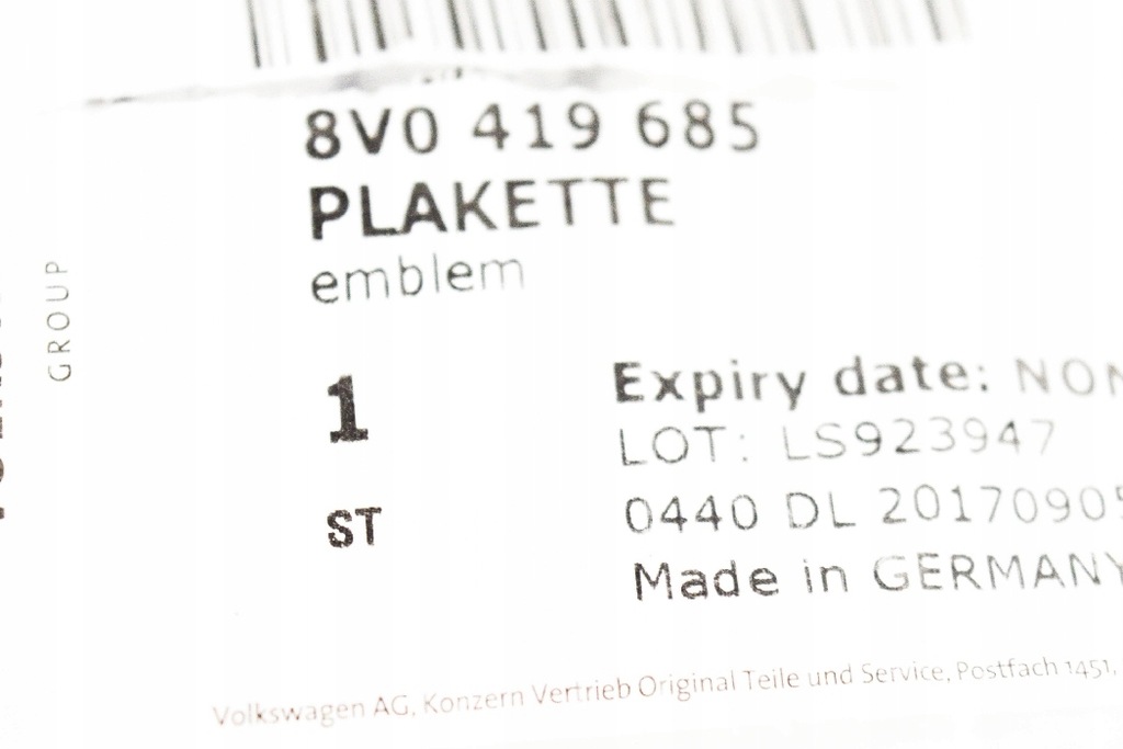 фото №6, Audi a3 8v s3 воздуховод s-line logo 8v0419685 оригинальный новый