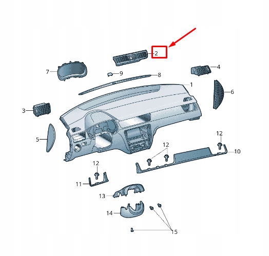 фото №1, Skoda rapid nh center приборная панель air vent 5ja820951wai