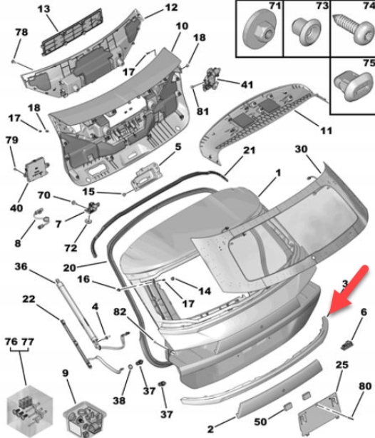 фото №8, Молдинг крышки багажника peugeot 508 sw 2 1637300780