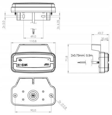 фото №8, Лампа габаритна габаритний ліхтар кронштейн відбивач бічна