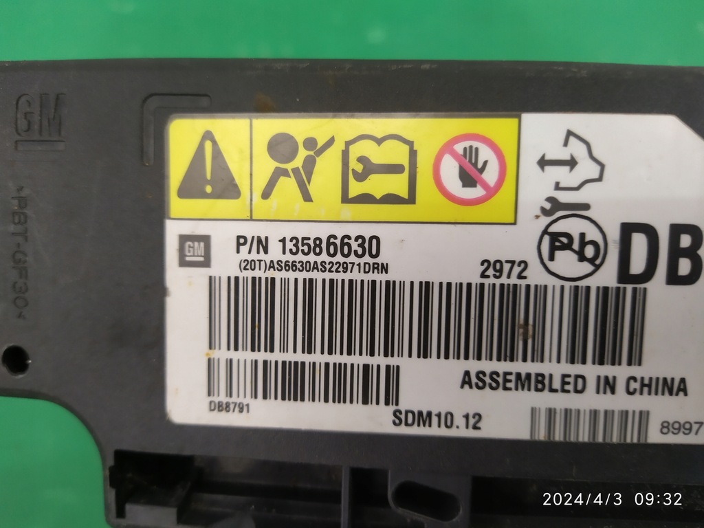 фото №6, Модуль датчик подушек подушка безопасности opel mokka 13586630