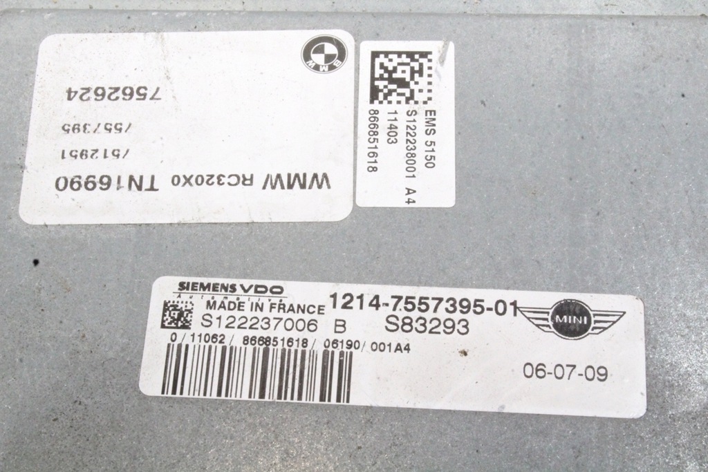 фото №3, Бортовой компьютер двигателя mini cooper r50, r53 7557395 1.4l бензиновый 55kw 2006