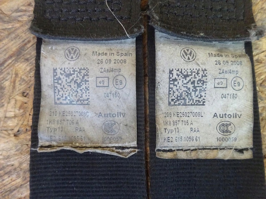 фото №9, Vw scirocco iii ремені натягувачі правий лівий перед передні комплект