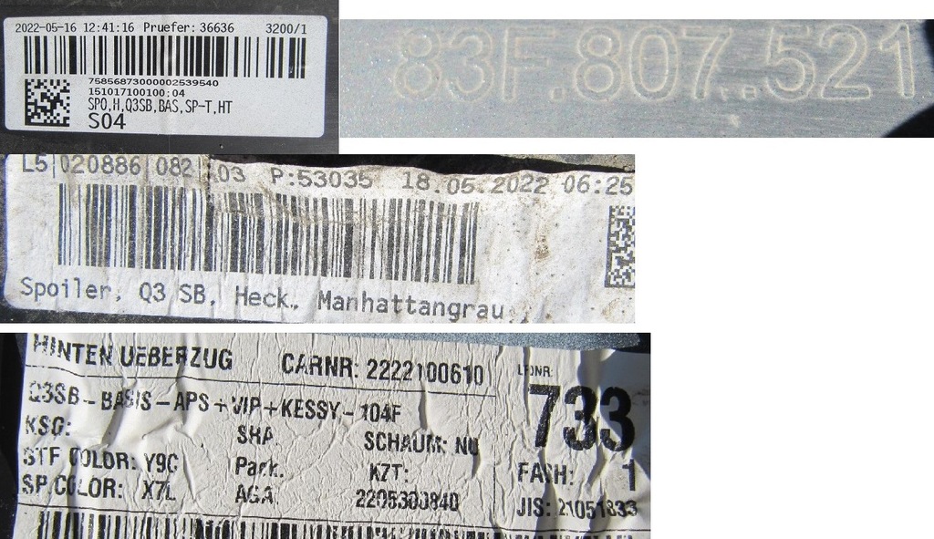 фото №16, Бампер задняя задний audi q3 ii 18 f3 + спойлер 2022