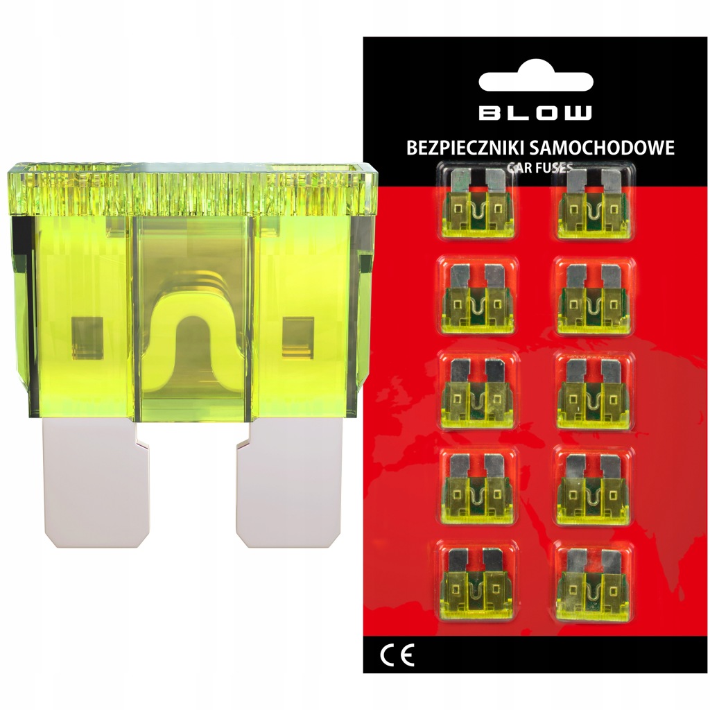 фото №1, 10 sztuk предохранители автомобильные płytkowe uni unival blister 20a жёлтые