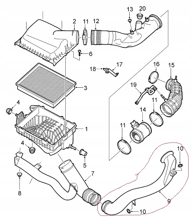 фото №7, Трубка шланг повітря saab 9-3 93 12798431 b207 b284 2.8t 1.8t 2.0t
