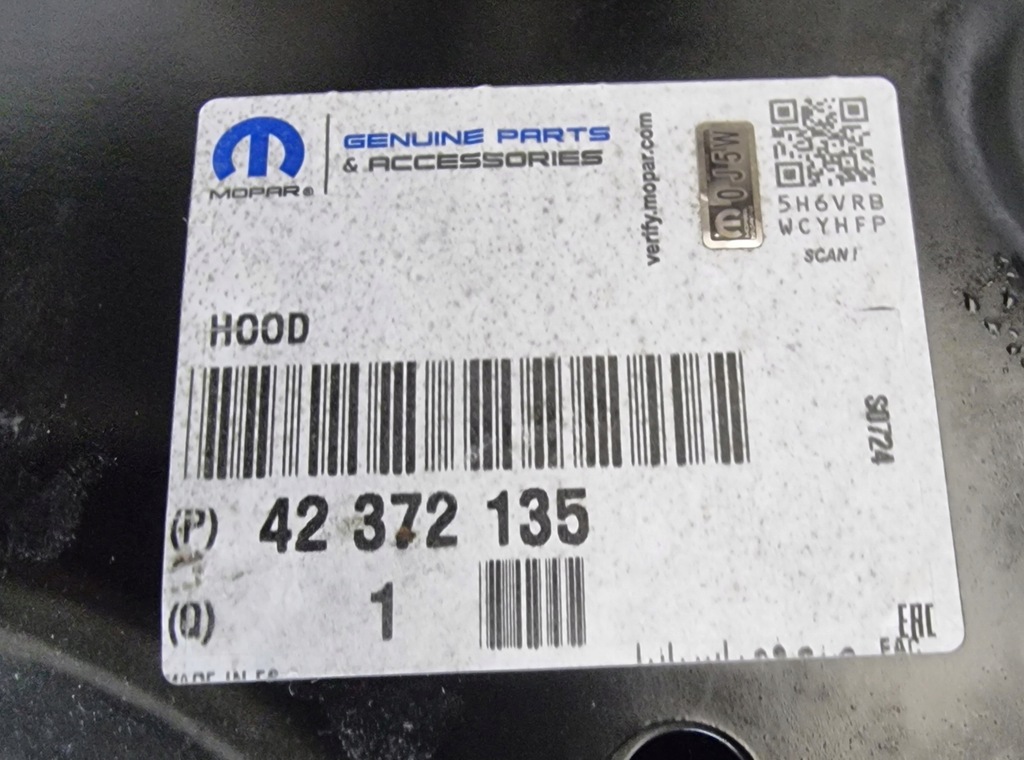 фото №11, Opel mokka a капот крышка двигателя 42372135 nowa оригинал