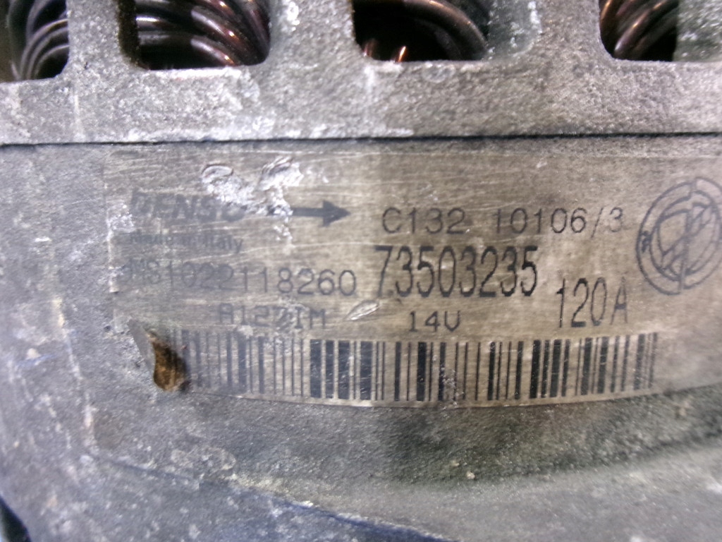 фото №5, Alfa romeo 159 1.9jtdm генератор denso 120a 73503235 проверенный