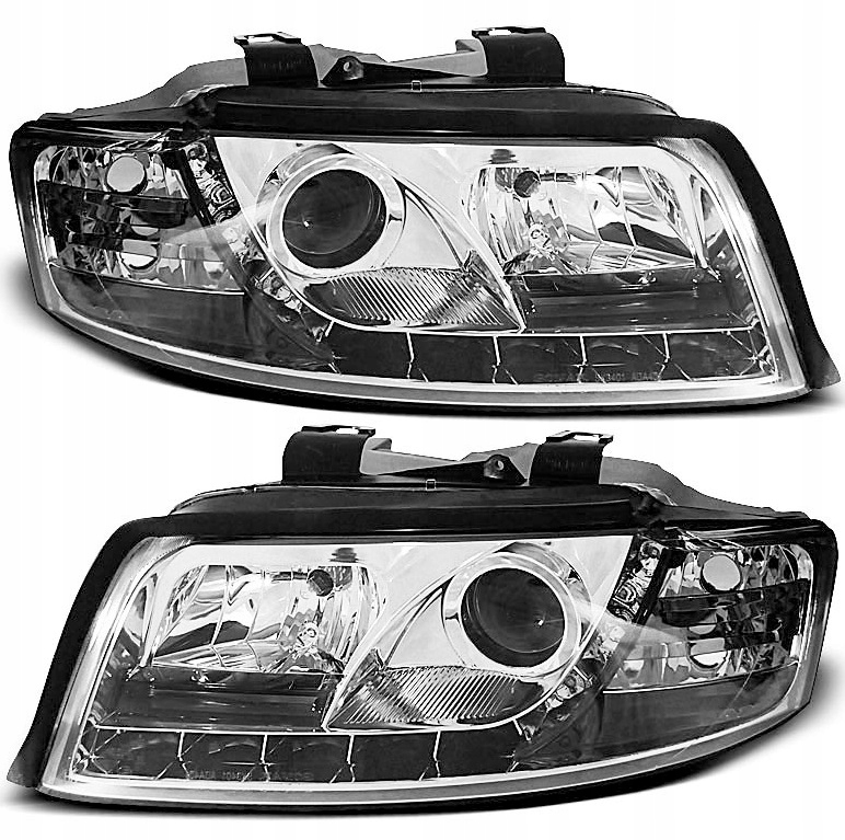 фото №1, Фары лампы kpl day line light led тюнинг хром audi a4 b6 8e 2000-04