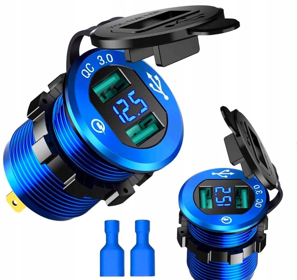 фото №15, Зарядний пристрій woltomierz панель мотоцикл 2xusb qc3.0 швидкі заряджання