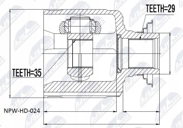 фото №2, Npw-hd-024 nty шарнір внутрішній honda pilot 09-,