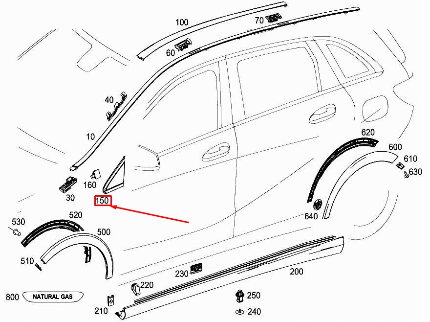 Mercedes-benz b w246 трикутне молдинг правої скло a2466901687 Ціна