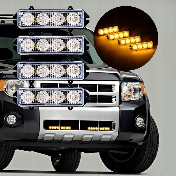 Купить 4x stroboskopowa лампа led предупредительная оранжевая pomoc эвакуатор 12v 24v