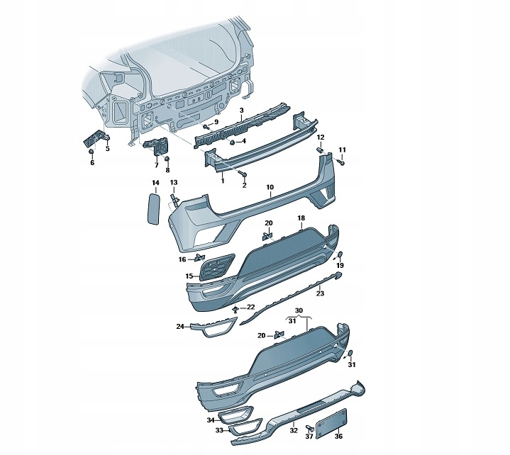 фото №1, Набор элементов крепёжных do бампера задняя vw t-roc oe: 2ga898623a