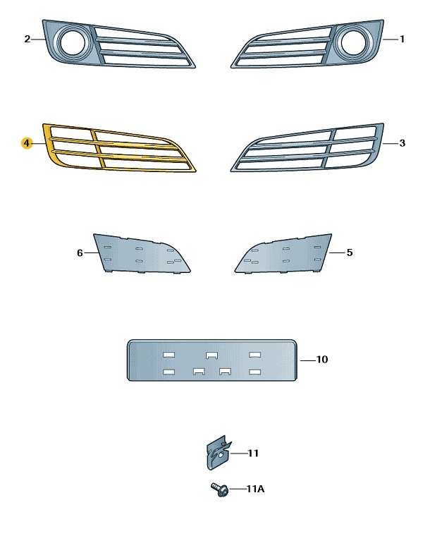 фото №1, Решётка решётка радиатора заглушка бампера audi a8 d4 w12 правая przedlift aso оригинал