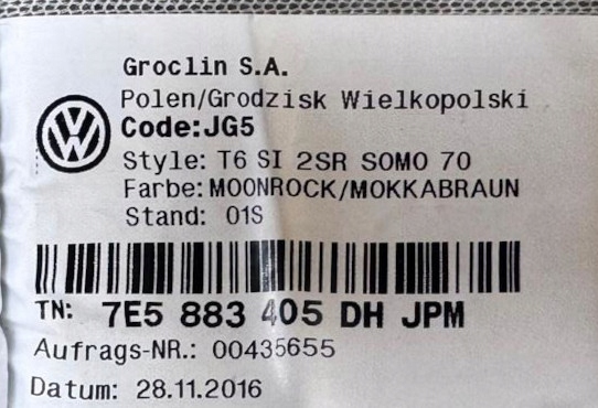 фото №6, Vw t5 t6 multivan обивка чехол сиденье подставка для сиденья moonrock / mokkabraun