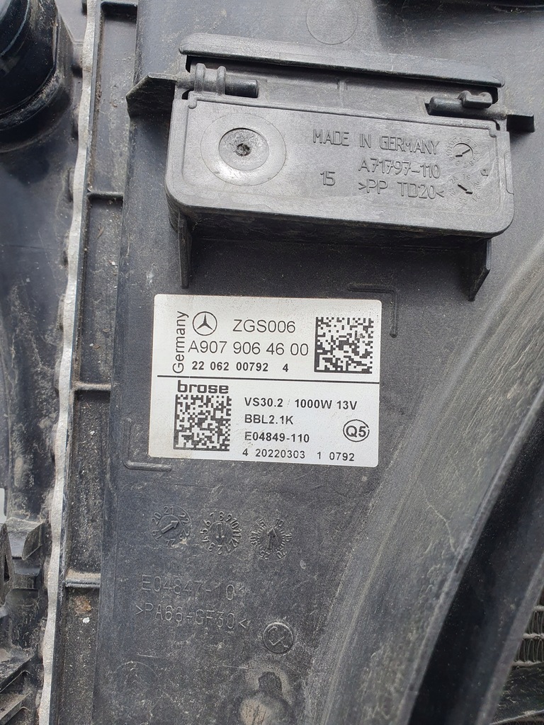 фото №5, Mercedes a907 sprinter вентилятор радиатора a9079064600