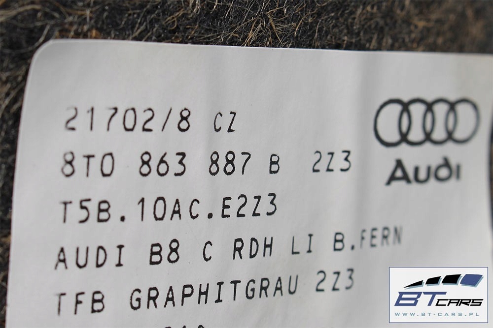 фото №7, Audi a5 килимок + pas + обшивка багажника 8t0863887b 8t0863888b 8t0863471 8t08