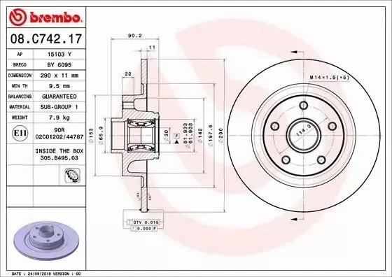 фото №2, Brembo тормозные диски+ тормозные колодки задняя renault espace v 290mm
