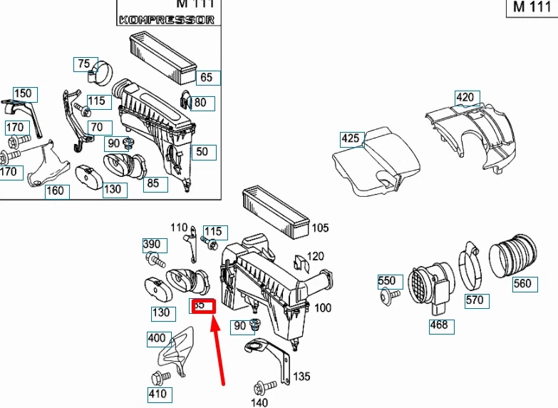 Mercedes-benz c w203 air впуск труба elbow a2035280207 Цена